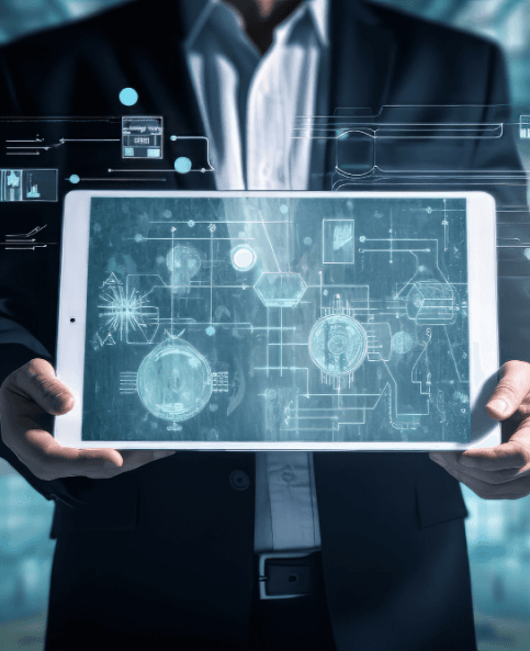 Engineer reviewing quality dashboards on tablet